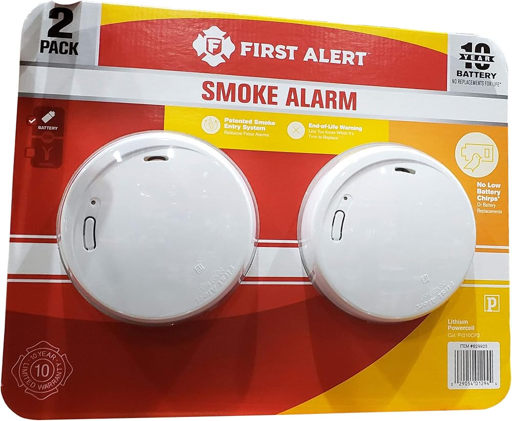 First Alert 10 Year Photoelectric Smoke Alarm 2 Pack,