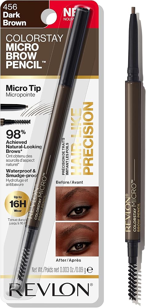 Revlon ColorStay Micro Brow Pencil, 456 Dark Brown, 0.003 oz