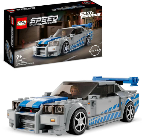 Lego Speed Champions 2 Fast 2 Furious Nissan Skyline GT-R (R34) Set, Race Car Toy Model Building Kit for 9 Plus Year Old Boys & Girls, with Racer Minifigure, Collectible Gift for Kids 76917