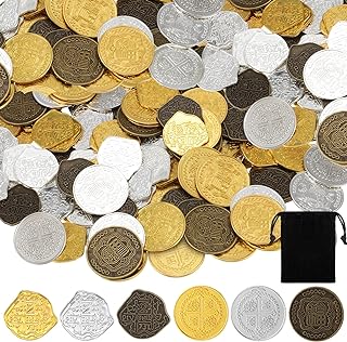 Hanaive 100 Pcs Metal Pirate Treasure Coins, Multicolor, Mixed