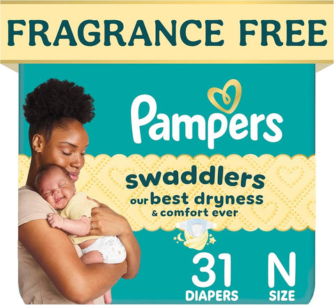 Pampers Swaddlers Diapers, Size 0 (up to 10 lbs), , Absorbent, Keeps Baby Dry and Comfortable, Pediatrician Recommended Skin Safe Disposable Baby Diaper