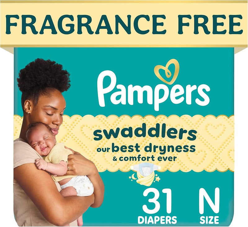 Pampers Swaddlers Diapers, Size 0 (up to 10 lbs), , Absorbent, Keeps Baby Dry and Comfortable, Pediatrician Recommended Skin Safe Disposable Baby Diaper