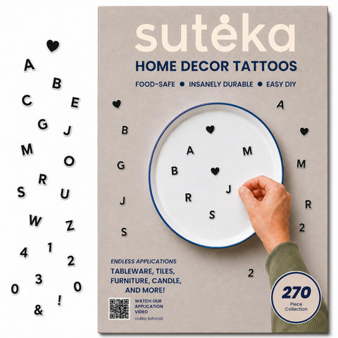 Black Small Letter Tattoos Sticker Set - Temporary Tattoos - 270 Characters - Cute Stickers - Vinyl Stickers - Durable Peel-and-Stick Design - Waterproof Stickers - Waterproof Stickers