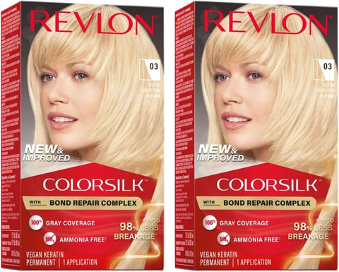 Revlon ColorSilk Hair Color, 03 Ultra Light Sun Blonde 1 ea (Pack of 2)