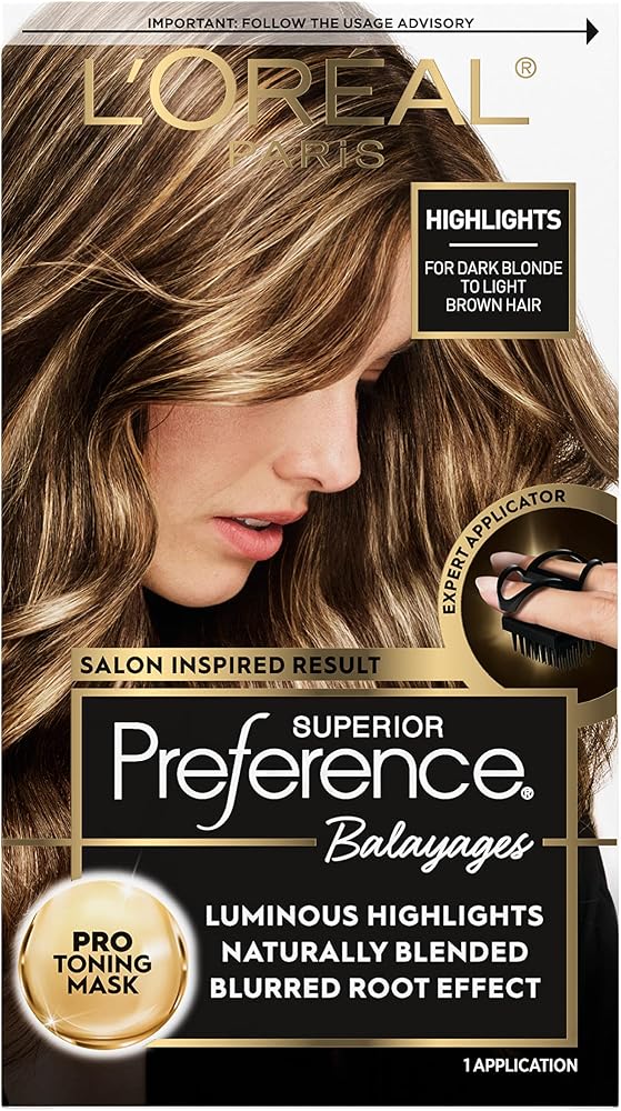 L'Oreal Paris Superior Preference Balayage Kit, Hair Dye for At-Home Highlighting with Pro Toning Mask, Dark Blonde to Light Brown, 1 Kit - Personal Care