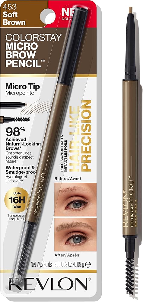 Revlon ColorStay Micro Brow Pencil, 453 Soft Brown, 0.003 oz