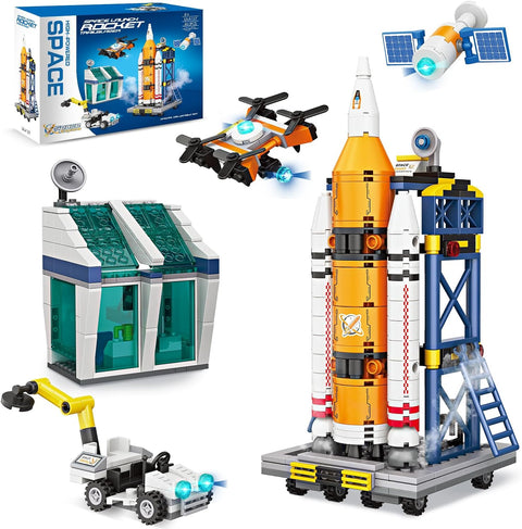 Sciencow Exploratory Building Blocks Set: 461PCS Rocket, Space Shuttle, Moon Buggy, and Satellite Kit - STEM Learning with Space Capsule - Ideal for 6-12 Year Old Boys