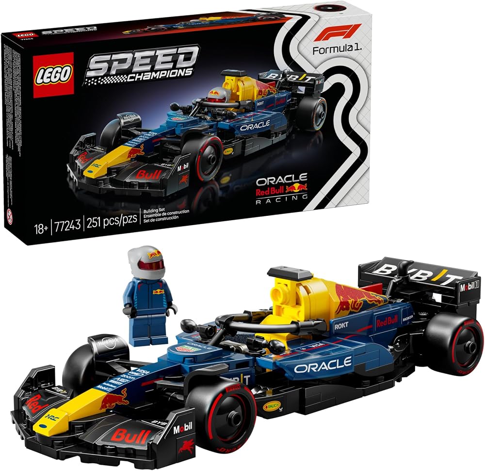 LEGO Speed Champions Oracle Red Bull Racing RB20 F1 Race Car Model Kits - Building Set for Adults, Ages 18+ with Realistic Features - Red Bull F1 DIY Crafts for Display - Gift Idea for Fans - 77243