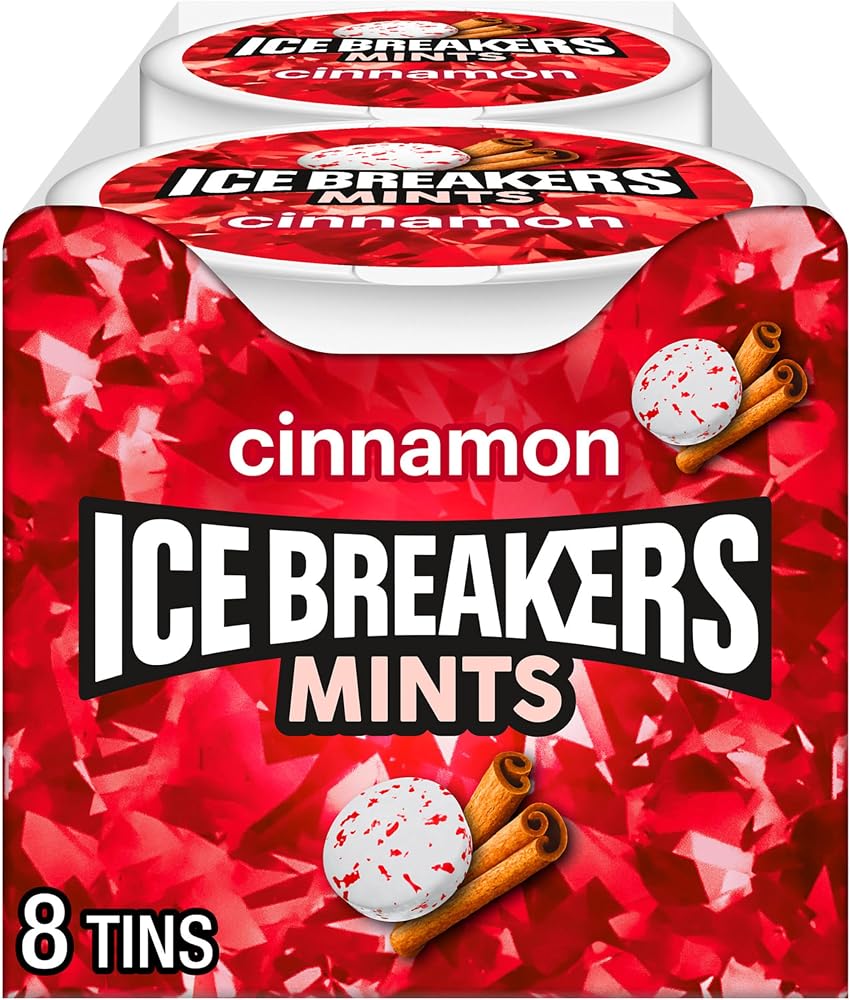 ICE BREAKERS Cinnamon Sugar-Free Mints Tins, 1.5 oz, 8 ct