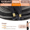 Sunny Hair 20 Inch Ktip Human Hair Extensions Black Roots Silver Grey - Image 4