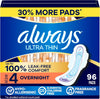 Always Ultra Thin Feminine Pads with Wings for Women, Size 4, Overnight Absorbency, Unscen - Image 2