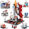 Sitodier Space Exploration Shuttle Toys for 8-12 and 8-14 Years Boys Kids, 1008pcs 7 Models Aerospace Building Set with Heavy Transport Rocket and Launcher, Educational Construction Toy