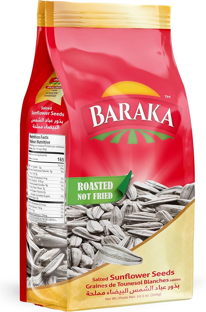 Baraka Lightly Salted Jumbo Sunflower Seeds, Roasted Raw Sunflower Seeds in Shell | Keto Friendly Antioxidant Snack Rich in Protein, Fiber, Essential Vitamins, Minerals | Vegan & Gluten Free 10.58 Oz