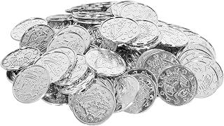 Beistle Silver Plastic Coins – 100-Pack Embossed Treasure Coins for Pirate Parties, Casino Nights, Western Theme Decorations, Adventure Hunts and Party Table Scatter, 1.5 In Round