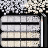 4000PCS Flatback Rhinestones and Half Round Pearls Kit #19, Multi Size Glass Clear Crystals, Plastic Flat Back Red AB Dome Bead with Pickup Pencil and Tweezer for Nail Art