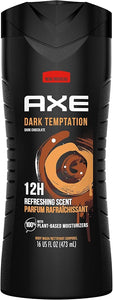 Axe Men's Body Wash, Dark Temptation, 12H Refreshing Chocolate Scent, 16 Fl Oz Ea - Personal Care