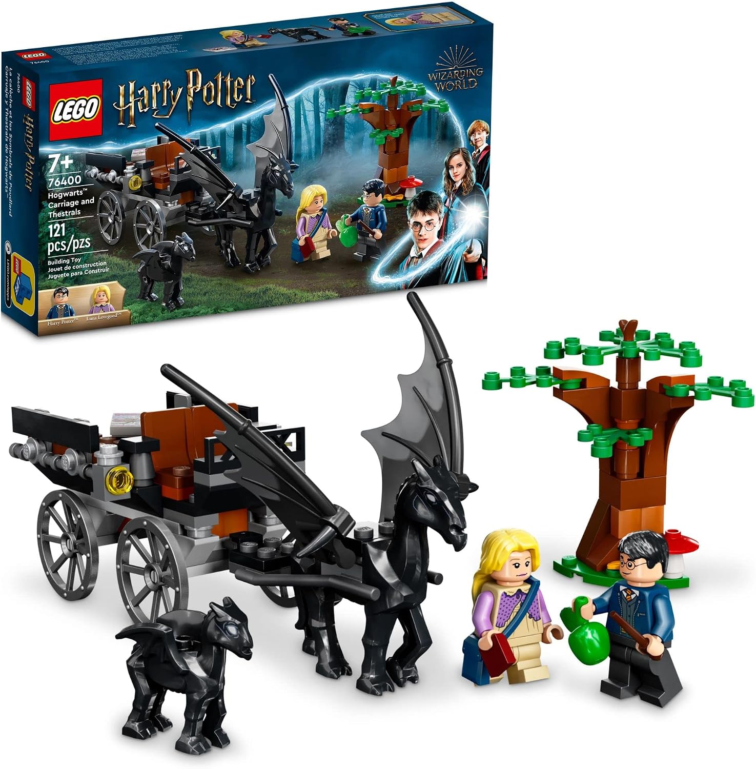LEGO Harry Potter Hogwarts Carriage & Thestrals Set 76400, Building Toy for Kids 7 Plus Years Old with 2 Winged Horse Figures and Luna Lovegood Minifigure