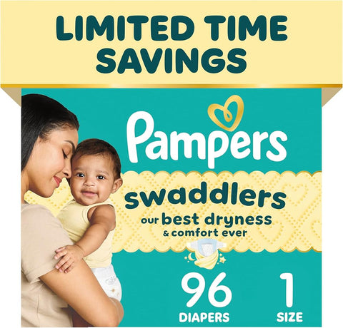 Pampers Swaddlers Diapers, Size 1 (8-14 lbs), Fragrance Free, Hypoallergenic - - Perfume - Beauty