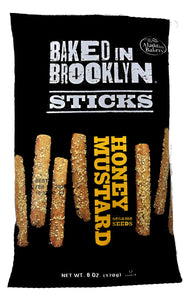 6-Pack Baked in Brooklyn Honey Mustard Breadsticks with Sesame Seeds - Crunchy, No Cholesterol, Flash-Baked
