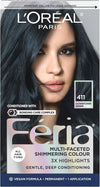 L'Oreal Paris Feria Multi-Faceted Shimmering Permanent Hair Color, 411 Downtown Denim, Pack of 1 Hair Dye Kit - Personal Care