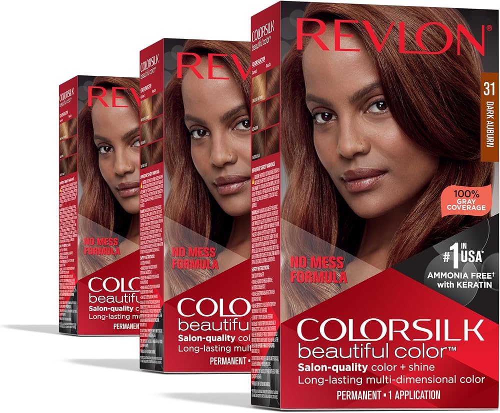 Revlon Colorsilk Beautiful Color Permanent Hair Color, (OLD VERSION) 31 Dark Auburn (Pack of 3)