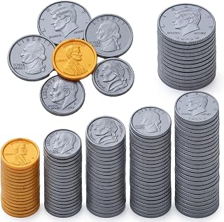 250Pcs Plastic Fake Coins Play Money for Kids & Games