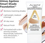 Almay Anti-Aging Foundation, Smart Shade Face Makeup with Hyaluronic Acid, Niacinamide, Vi - Image 3
