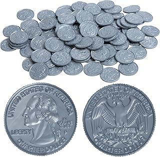 LEARNING ADVANTAGE Play Quarters, Set of 100 Plastic Coins