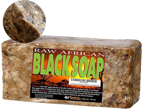 Premium African Black Soap - Pure 1 pound Bulk. Raw Organic Soap for Acne, Dry Skin, Rashes, Burns, Scar Removal, Face & Body Wash, From Ghana West Africa - Authentic African Moisturizer