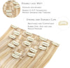 WENNALIFE Clip in Hair Extensions Real Human Hair, 22 Inch 160g 7pcs Dirty Blonde Highligh - Image 3