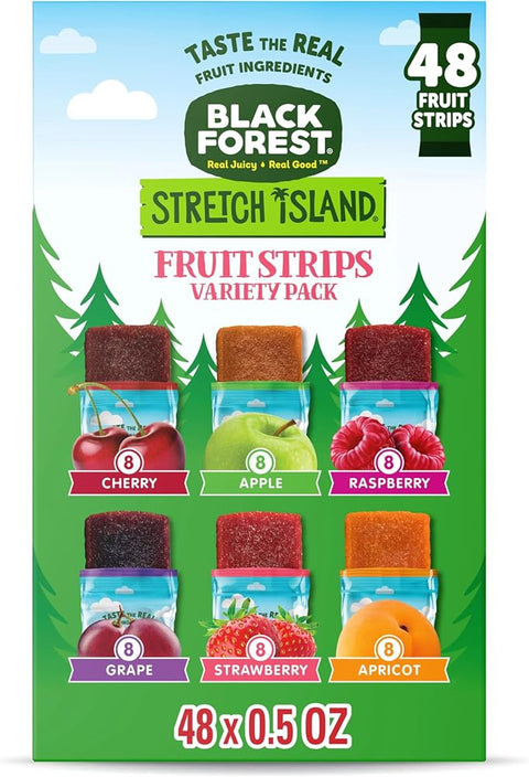 Black Forest, Stretch Island, Fruit Strips, Cherry, Apple, Raspberry, Grape, Strawberry, and Apricot, Zero Grams Added Sugar Non-GMO, 48 ct - Personal Care