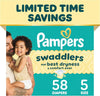 Pampers Swaddlers Diapers, Size 5 (20-37 lbs), , Hypoallergenic, Absorbent, Keeps Baby Dry and Comfortable, Skin Safe Disposable Baby Diaper