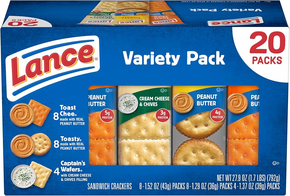 Lance Assorted Sandwich Crackers, 20 Count Variety Pack