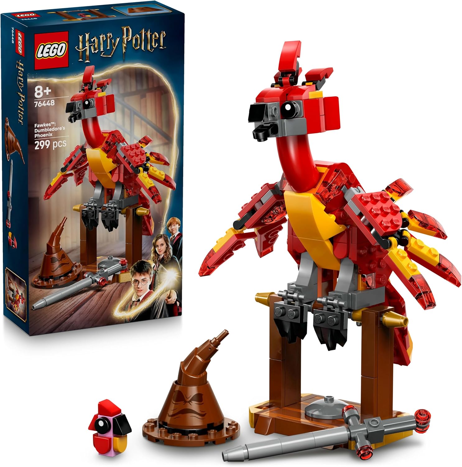 Lego 76448 Harry Potter Fawks: Dumbled Door, Phoenix Toy, Birthday, Present, Blocks, Girls, Boys, Children, 8, 9, 10, Elementary School, Harry Potter Goods, Animal, Creature, Mother, Father