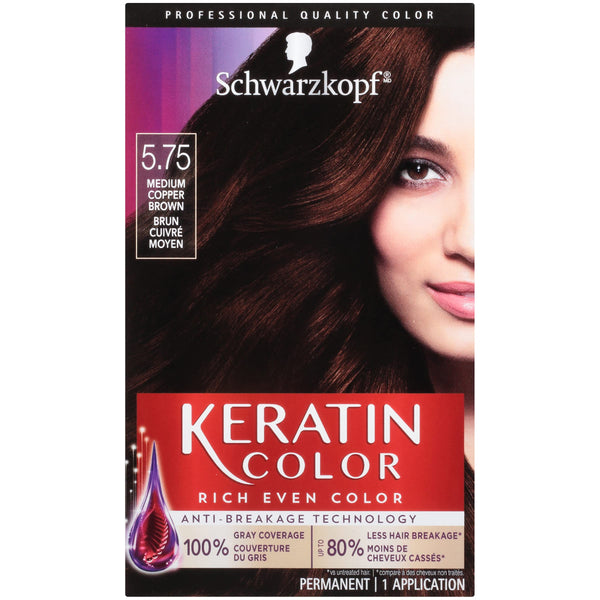 Schwarzkopf Keratin Color Permanent Hair Color Cream, 5.75 Medium Copper Brown, 5.75 Medium Copper Brown, 1 Count