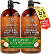 Dead Sea Collection Coconut Body Wash for Women and Men - with Pure Dead Sea Minerals and Coconut Oil - Cleanses and Moisturizes Skin - Pack of 2 (67.6 fl. oz)