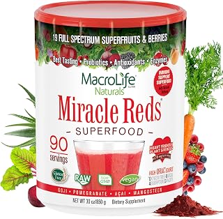 MacroLife Naturals Miracle Reds Superfood Powder, 90 Servings (30oz)