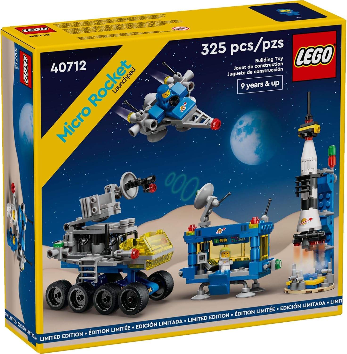 LEGO 40712 Micro Rocket Launchpad: 325 Pieces - Nostalgic Space Toy Set for Adults and Kids 9+, Inspired by Classic Space Sets from The 70s and 80s, Includes Rocket, Space Station, and Characters