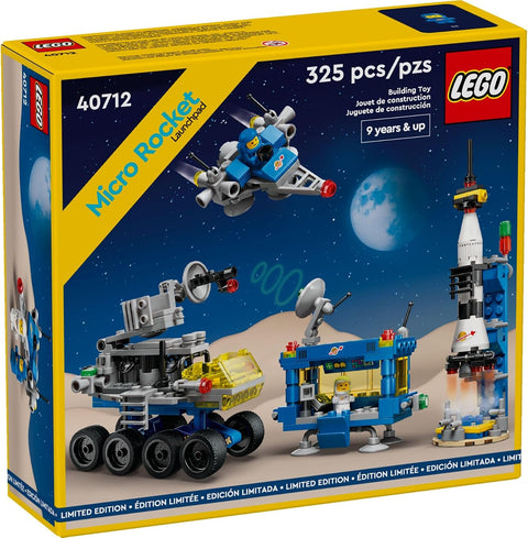 LEGO 40712 Micro Rocket Launchpad: 325 Pieces - Nostalgic Space Toy Set for Adults and Kids 9+, Inspired by Classic Space Sets from The 70s and 80s, Includes Rocket, Space Station, and Characters