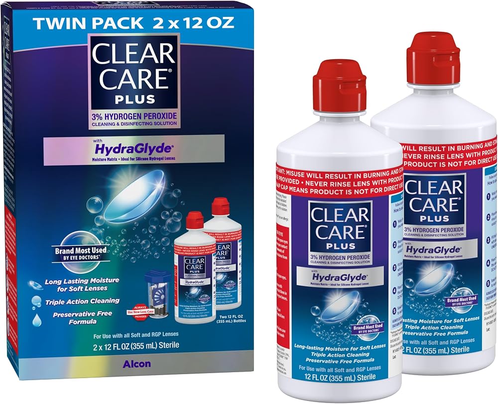 CLEAR CARE Plus Cleaning & Disinfecting Contact Lens Solution, 12 Oz 2 Pack
