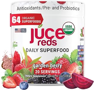 Terra Kai Organics Juce Reds Powder with 64 Superfoods and Beet Root, Berry