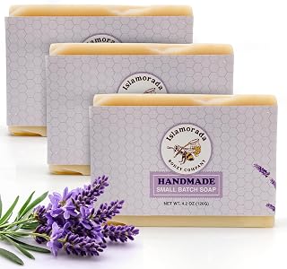 Handmade Cold-Process Lavender Soap Bar – Honey Natural Organic Soap Bar for Women With Olive Oil, Coconut Oil, Beeswax & Essential Oils - Moisturizing & Gentle, Long-lasting for All Skin Types
