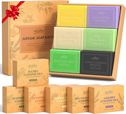 Natural Bar Soap Set for Men Women 6pcs Organic Soap for Body Face Hand - Personal Care