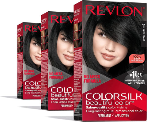 Revlon Colorsilk Beautiful Color Permanent Hair Color, (OLD VERSION) 11 Soft Black - Hair Care - Beauty