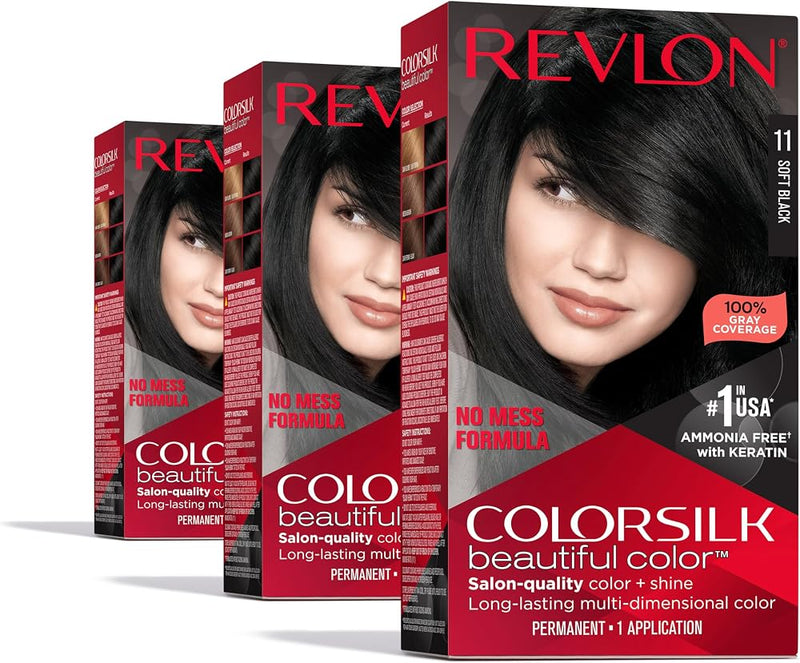 Revlon Colorsilk Beautiful Color Permanent Hair Color, (OLD VERSION) 11 Soft Black - Hair Care - Beauty