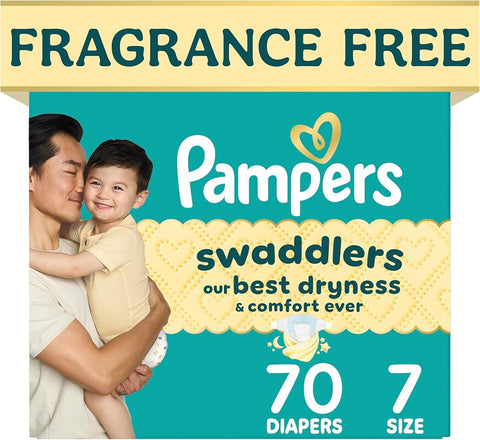 Pampers Swaddlers Diapers, Size 7 (26-50 lbs), , Hypoallergenic, Absorbent, Keeps Baby Dry and Comfortable, Skin Safe Disposable Baby Diaper