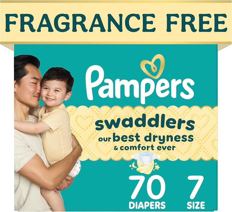 Pampers Swaddlers Diapers, Size 7 (26-50 lbs), , Hypoallergenic, Absorbent, Keeps Baby Dry and Comfortable, Skin Safe Disposable Baby Diaper