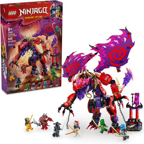LEGO NINJAGO Thunderfang Dragon of Chaos Building Toy for Kids Ages 8+ - Dragon Rising Playset with 6 Minifigures and Poseable Figure - Birthday Gift Idea for Boys and Girls - 71832