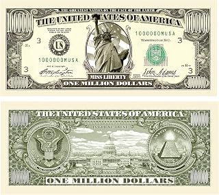 Pack of 100 - Million Dollar Bill Notes - Traditional Statue of Liberty