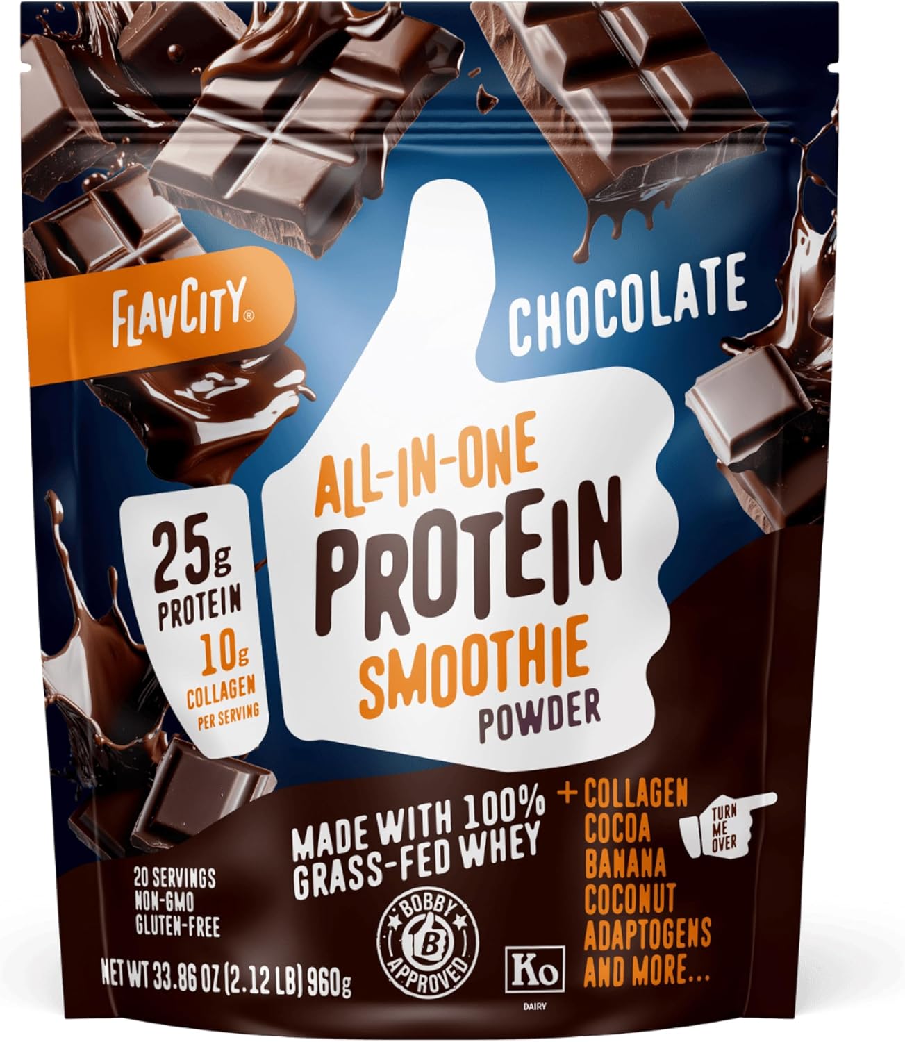 FlavCity All-in-One Protein Smoothie Powder, Chocolate, 20 Servings